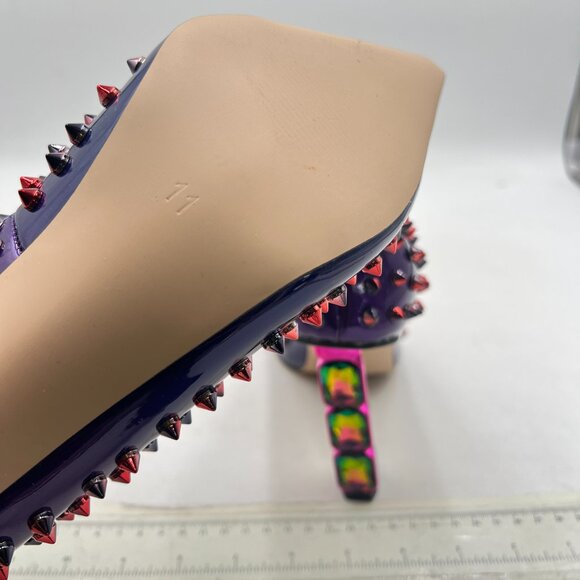 FSJ Blue/Purple Jeweled High Heel Pointed Toe Slip On Sparkling Crystal Pump - Picture 5 of 8